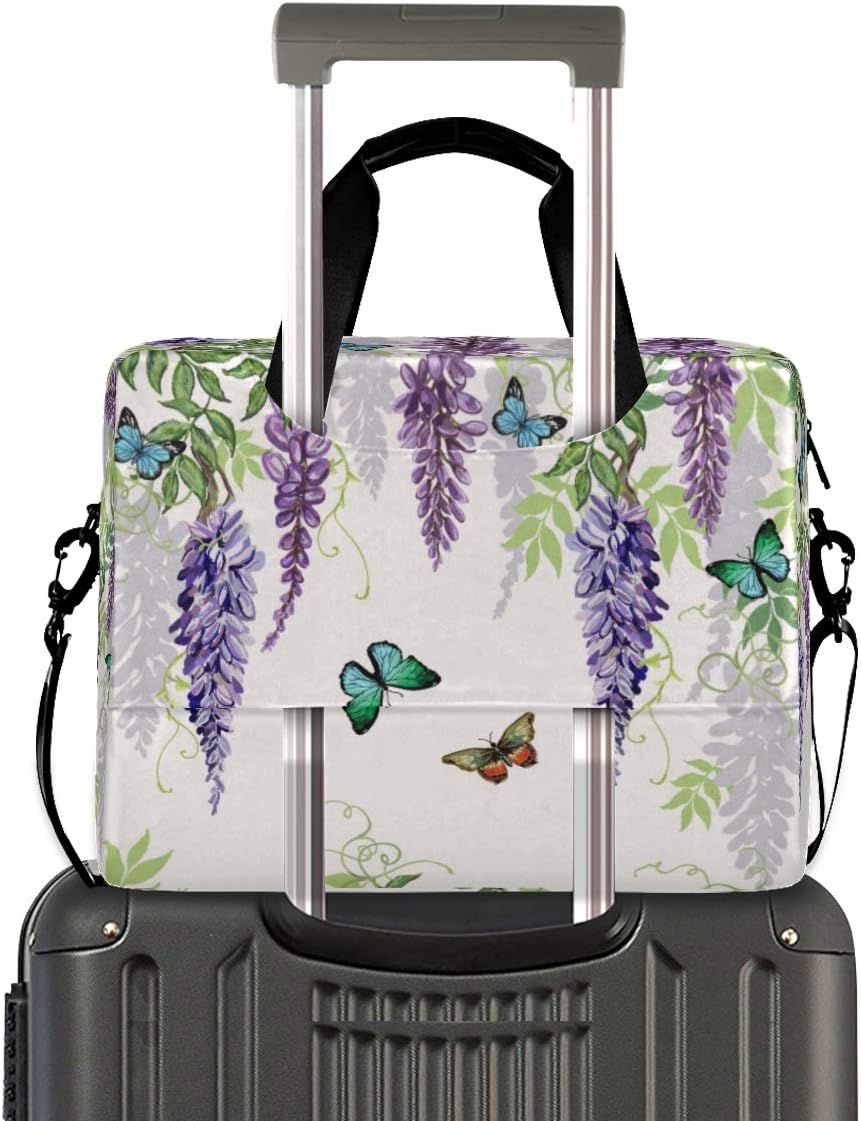 Laptop Bag Summer Butterfly Leaves Laptop Sleeves Case for 13 14 15.6 Inch Computer Tablet Briefcases Carrying Case Shoulder Bag for Work