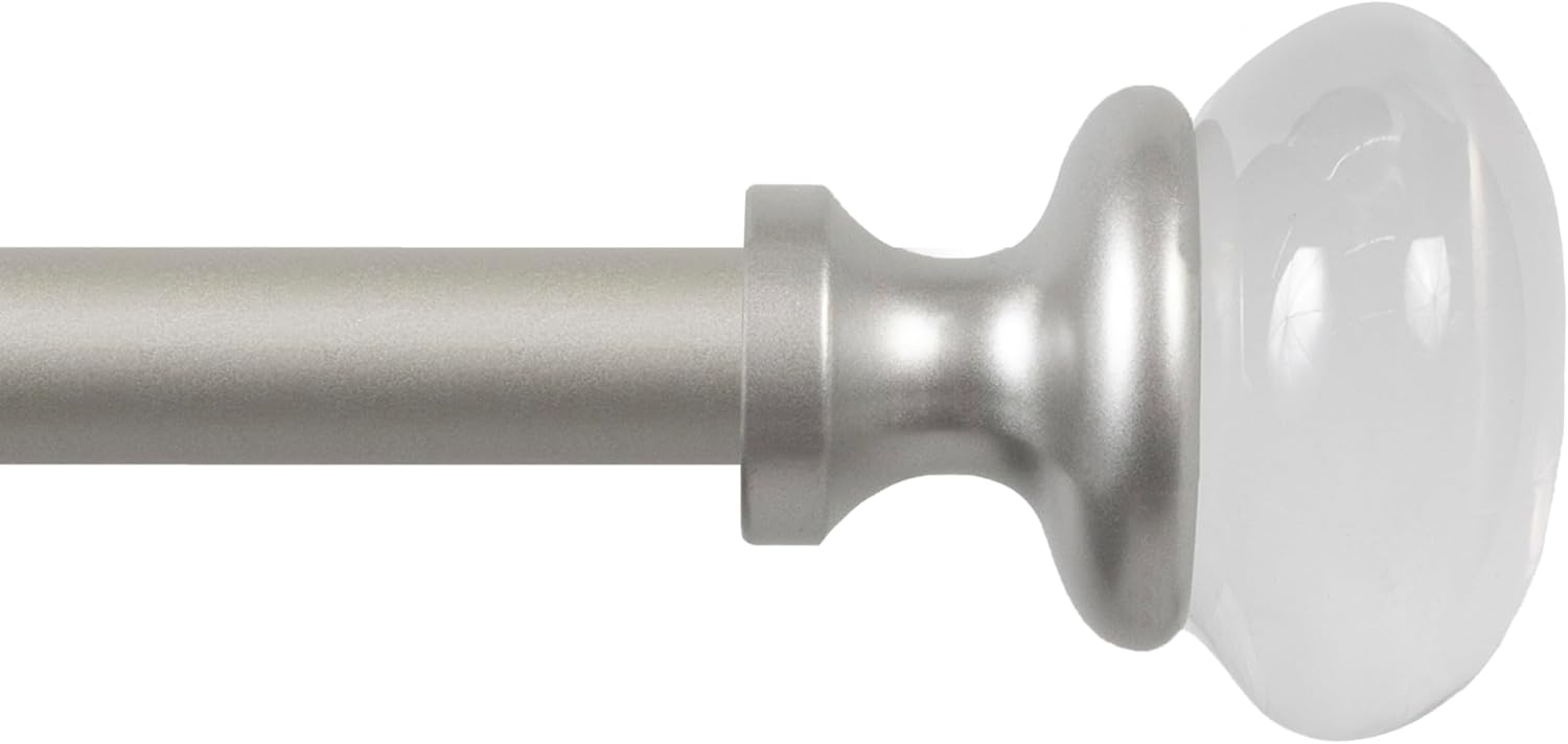 Kenney KNM75523 Fast Fit Easy Install Shania Acrylic Knob End Decorative Window Curtain Rod, 36-66" Adjustable Length, Brushed Nickel Finish, 5/8" Diameter Steel Tube