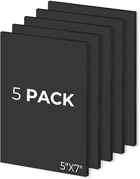 Mat Board Center 5x7 Black Foam Boards Pack of 5, 3/16" Thick