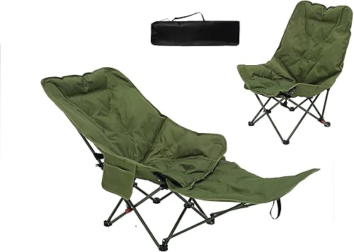 Catre y silla plegable de doble propósito con reposapiés extraíble para adultos, silla de dormir ajustable fácil de montar con bolsa de transporte