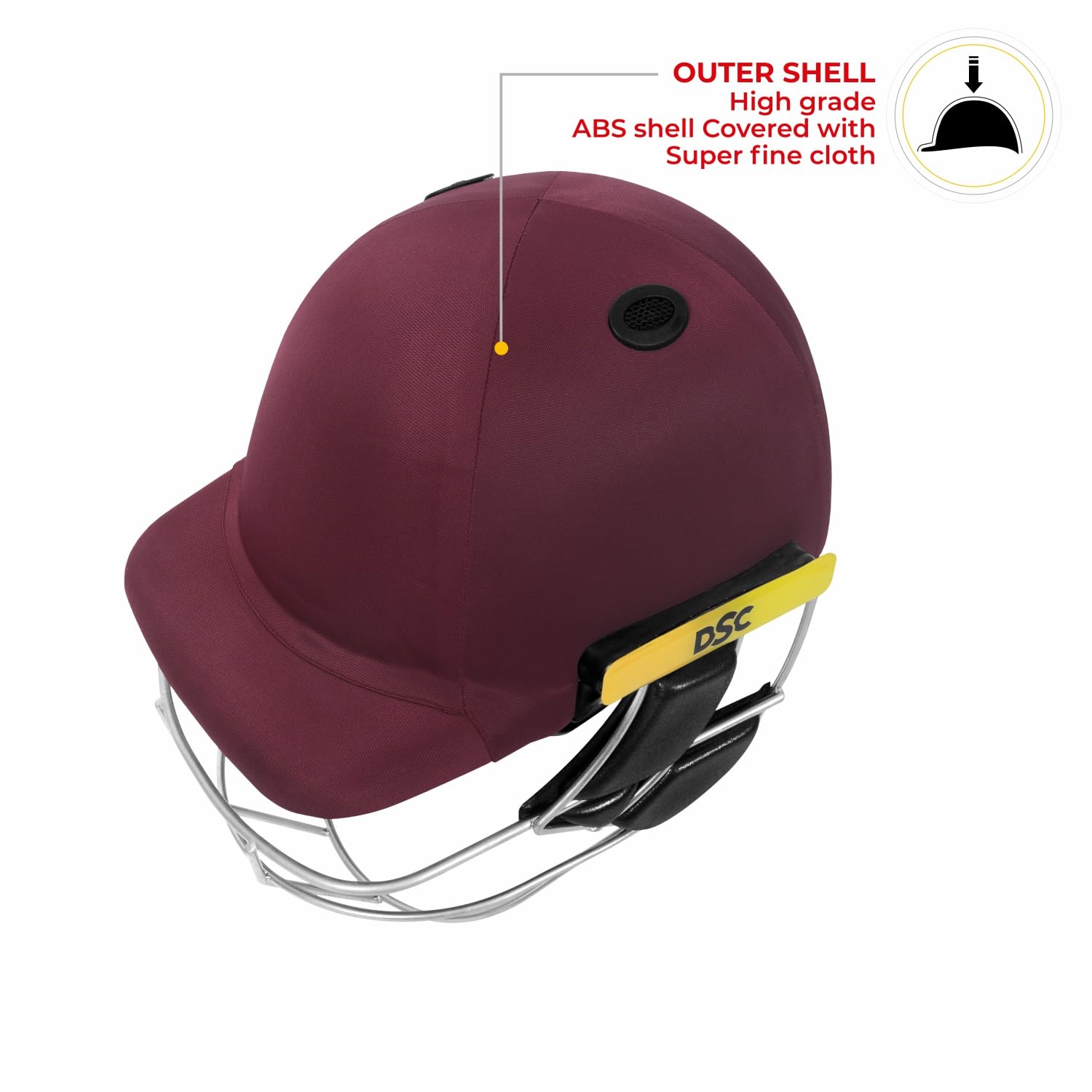 DSC Avenger PRO Premium Cricket Helmet for Men & Boys (Fixed Spring Steel Grill | Back Support Strap | Neck Guard |Lightweight| Size: Medium (Maroon) 4