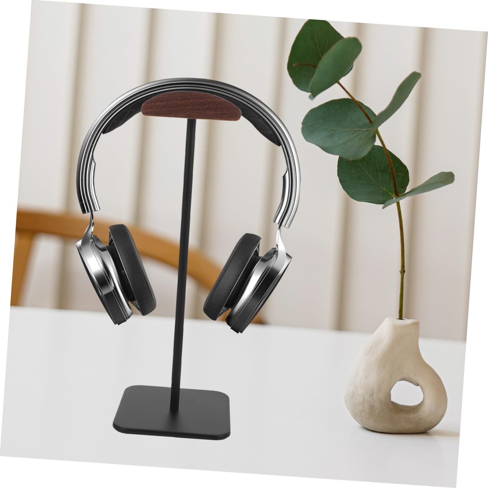 Uonlytech Supporto Cuffie Stabile e Liscio da Scrivania in Lega di Alluminio e Legno, Reggicuffie per Casa e Ufficio