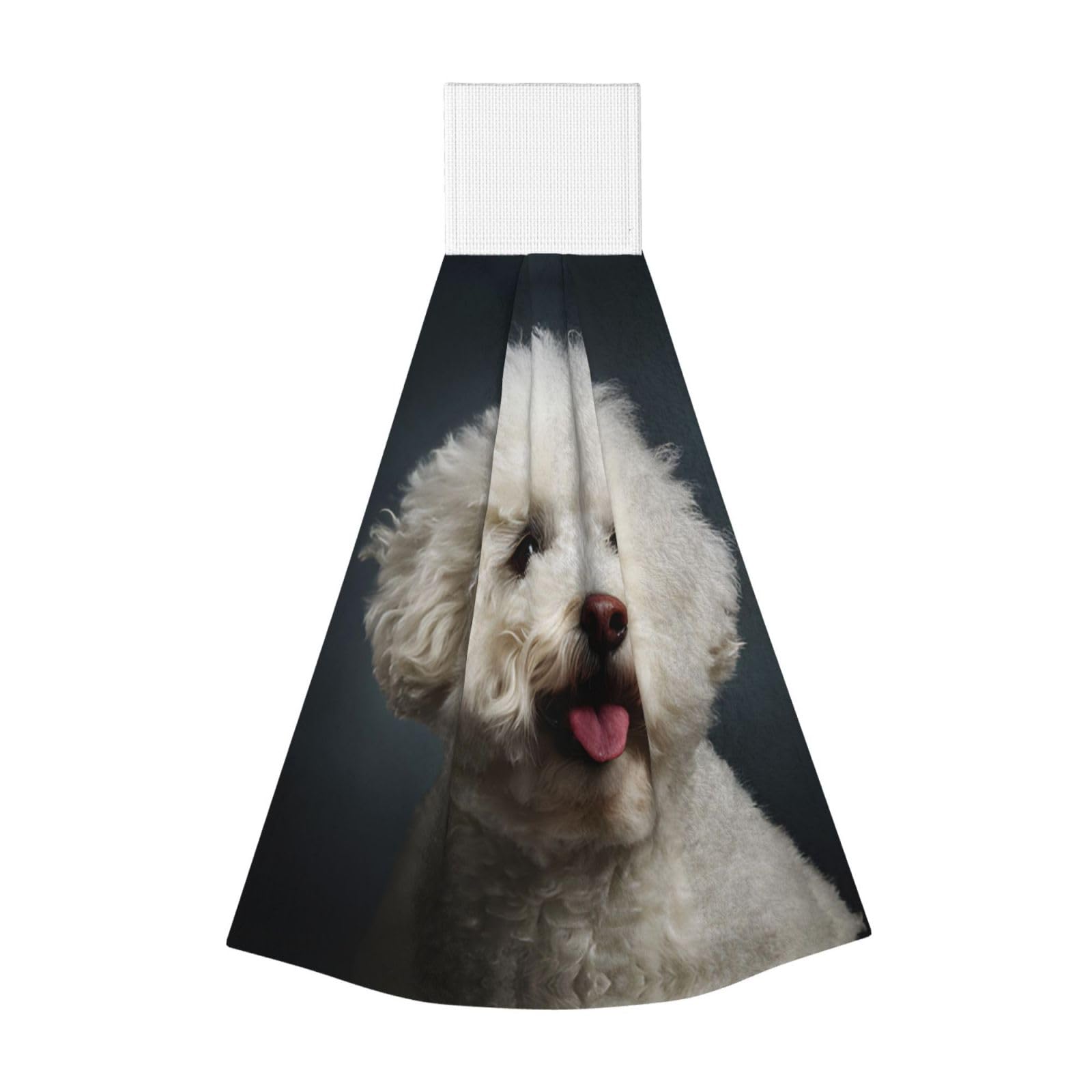JUANYQME Bichon Frise Dog Printing Hanging Coral Fleece Towel Super Absorbent Soft Towel, Fluffy And Light Quick-Drying Noodles.