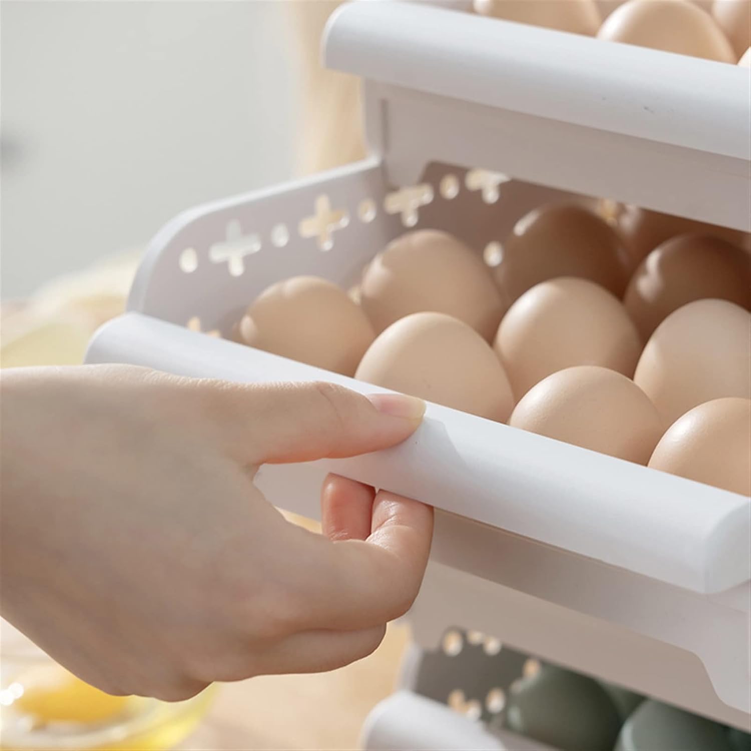 Egg Holder Portable Container Egg Storage Boxes Refrigerator Egg Fresh Storage Box Durable Storage Trays Kitchen Eggs Collect Tool