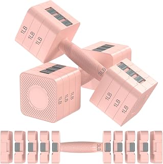 Hezeyferg 22lbs Adjustable Dumbbells Set - 5 Levels 3-11lbs, Quick-Switch Hand Weights for Home Gym Full Body Workouts Men Women