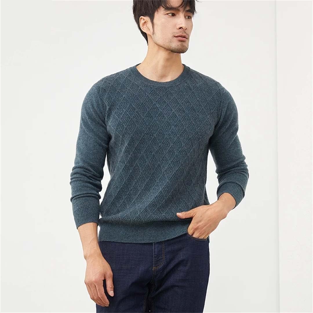Men 100% Solid Goat Cashmere Sweater O-Neck Pullovers Knit Bottoming Shirt