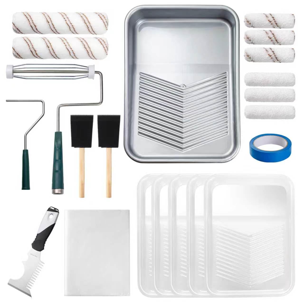 Kit rouleaux de peinture Mister Rui 21 pcs avec bac et bâche
