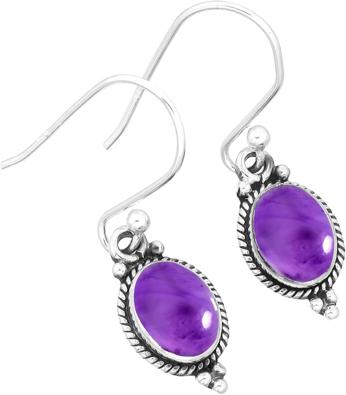 Lapis, Onyx, Amber, Turquoise Oval Handmade Drop Dangle Earring Genuine 925 Sterling Silver Boho Natural Gemstone Jewelry For Women