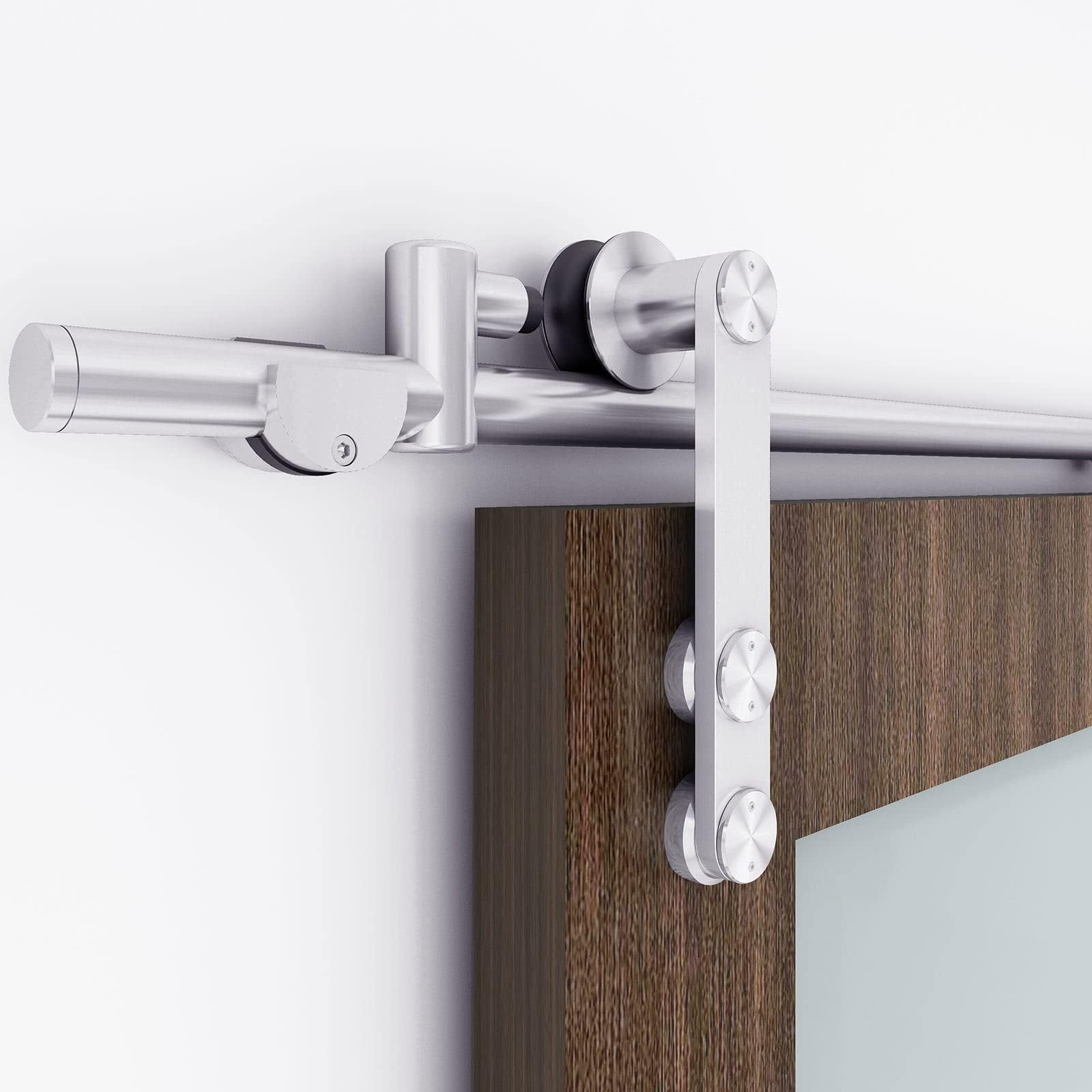 SMARTSTANDARD 8 Feet Brushed Nickel Sliding Barn Hardware - View #9
