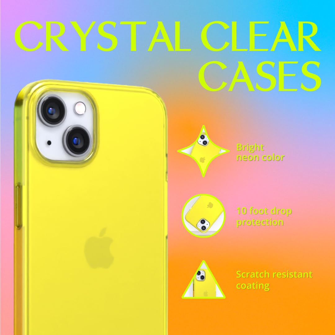 BALLON iPhone15 ケース イエロー FELONY CASE for iPhone 15 Plus - Neon Yellow Clear Protective Case