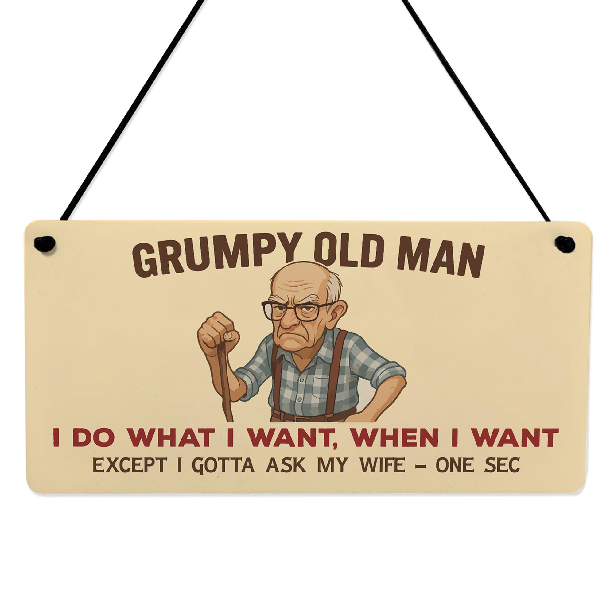 Red Ocean Multicoloured Grumpy Old Man Funny Sign For Dad Grandad Novelty For Father's Day Birthday Him 200X100cm Hanging Plaque Man Cave Garage Shed Signs