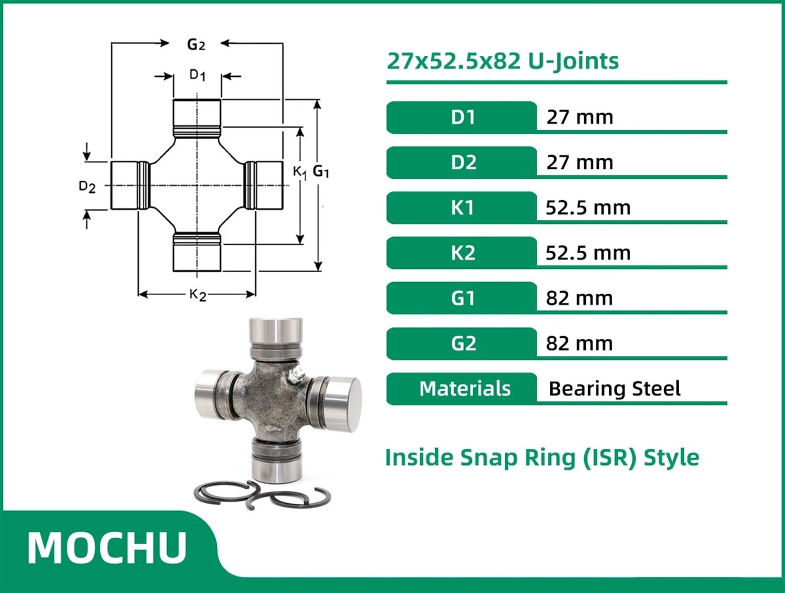 1PCS 27x82 27x52.5 BJ2020 Giunti a U Giunti UNIVERSALI Cuscinetto all'Interno Anello Elastico Stile Giunti cardanici Croce