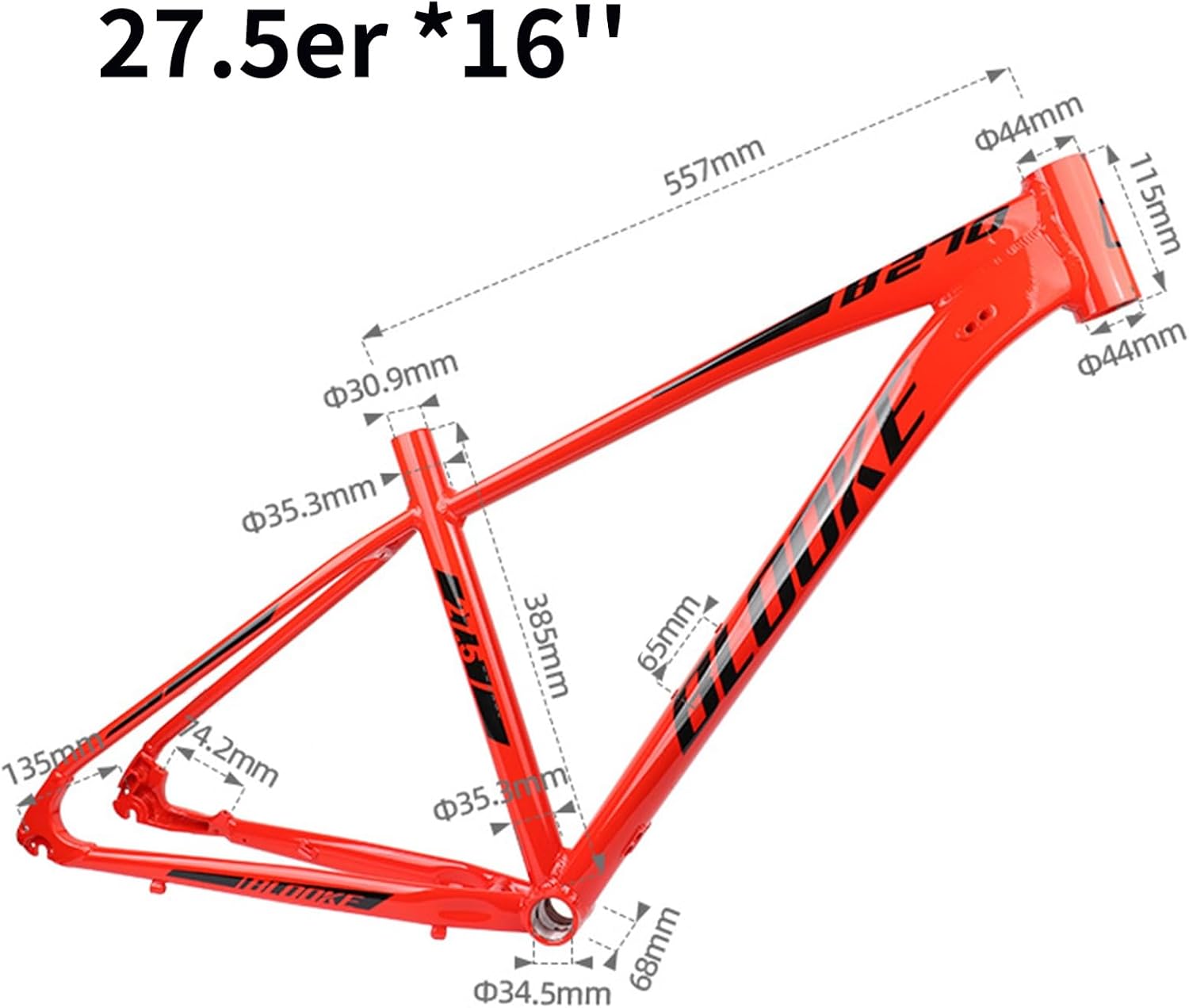 27.5ER Aluminum Alloy Mountain Bike Frame Hardtail Bike Frame 14.5''/16''/18'' Disc Brake XC/AM Bike Frames Quick Release 135mm Routing Internal