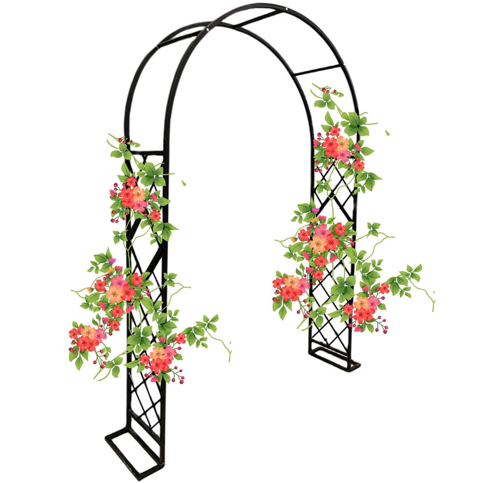 Arco da giardino in metallo per piante rampicanti, pergolato regolabile per grandi cerimonie nuziali, telaio in acciaio nero, 340 x 230 cm, struttura di supporto per piante da esterno per viti e fiori