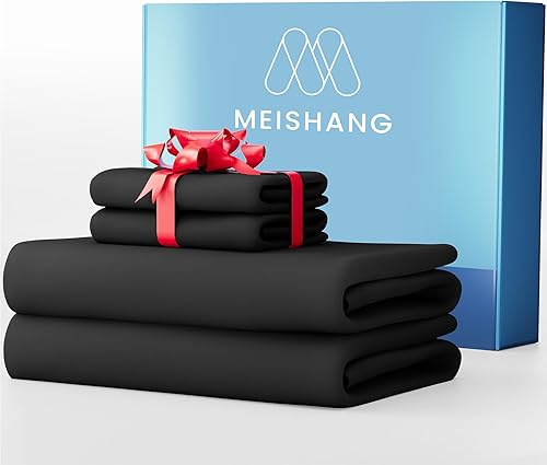 MEISHANG Sábanas de algodón de 1000 hilos, tamaño Queen, 100% algodón egipcio, tejido satinado, suave y transpirable, certificado Oeko-Tex,