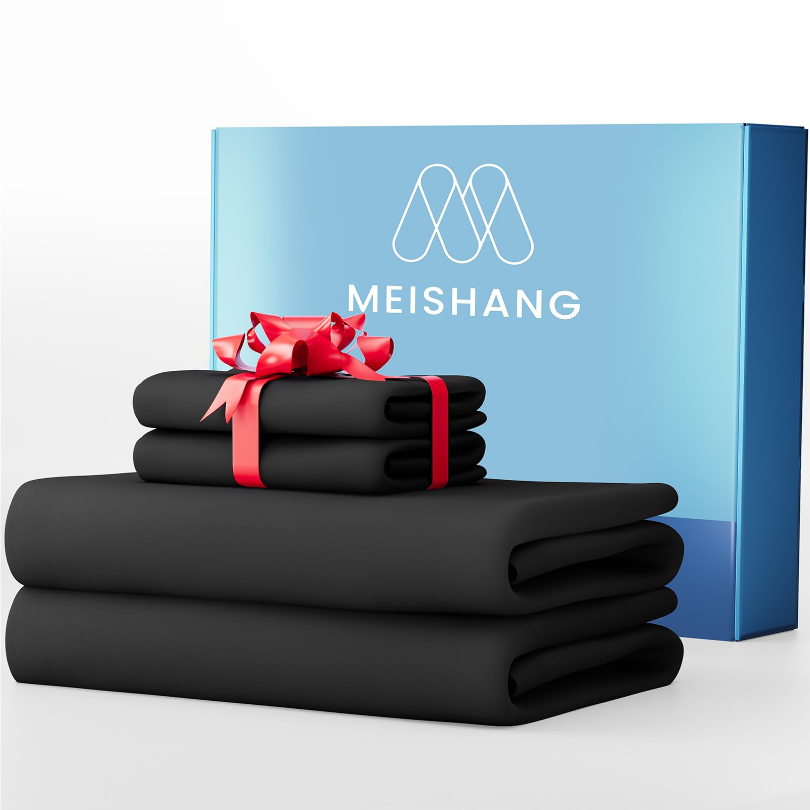 MEISHANG 1000 Thread Count Cotton Sheets California King - 100 Egyptian Cotton Sateen Weave Soft Breathable Oeko-Tex Certified
