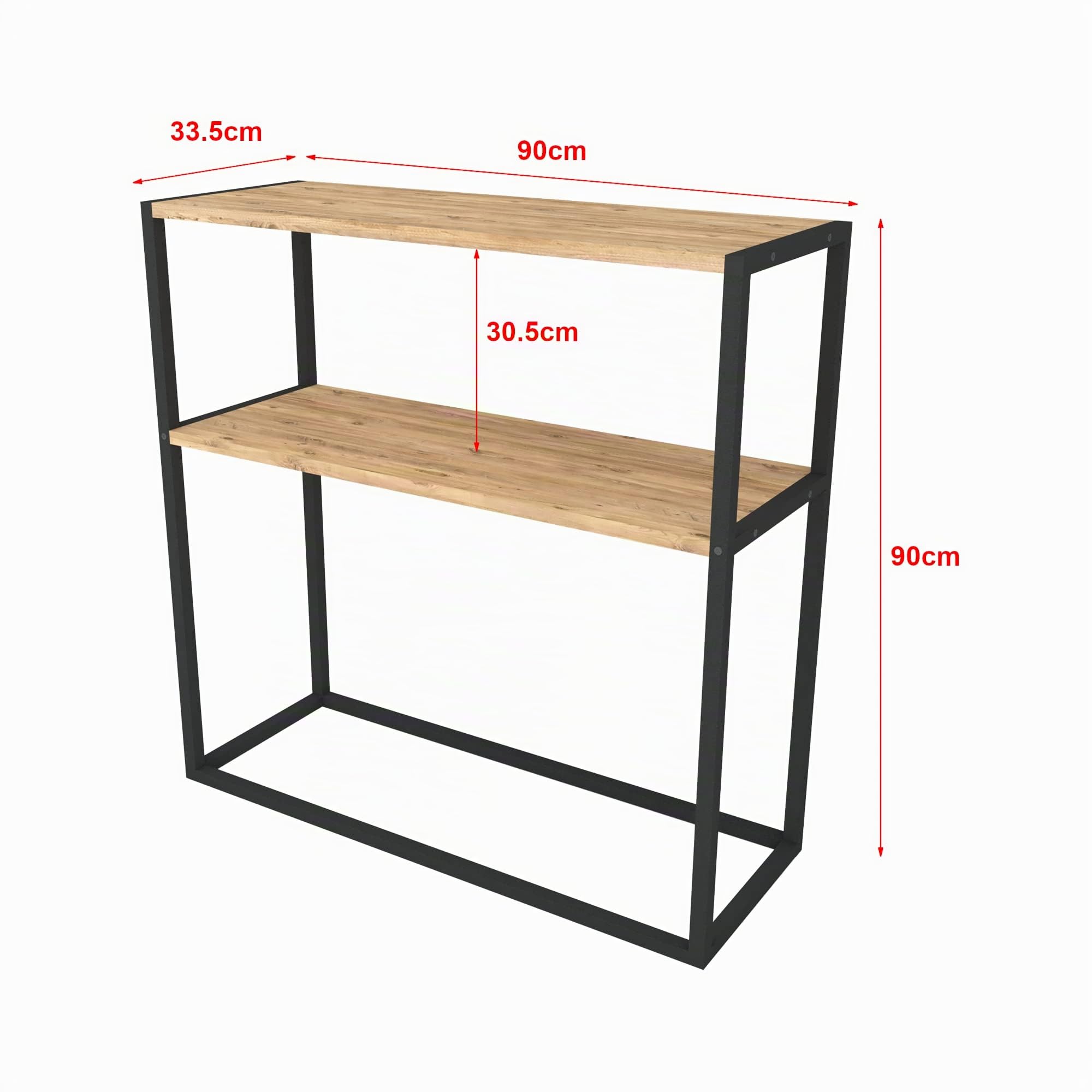 [en.casa] Table Console pour Salon Table d'Appoint Rectangulaire avec Surface de Rangement Panneau de Particules Métal 90 x 90 x 34 cm Effet Chêne Noir