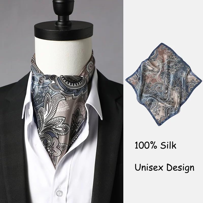 Image of ANDANTINO 100% Mulberry Silk Scarf -21 inch Square Neckerchief with Gift Packed