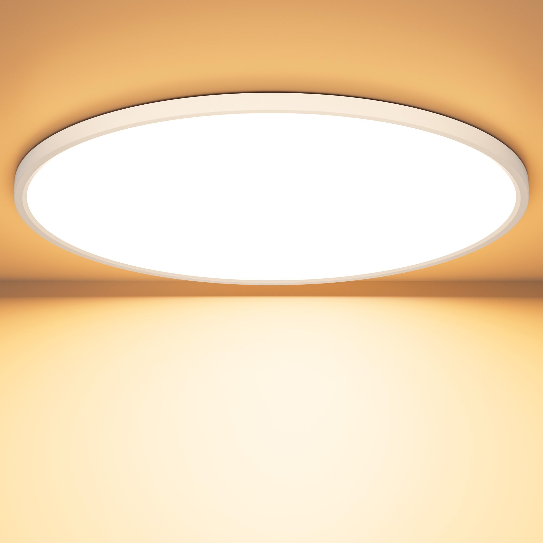 OUILA Plafoniera a LED, piatta, rotonda, 36 W, 3000 K, 3600 lm, montaggio a soffitto, 40 cm