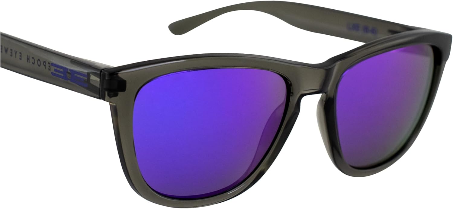 Epoch Eyewear LXE Skateboarding Sport Sunglasses Grey with Purple Mirror Lens