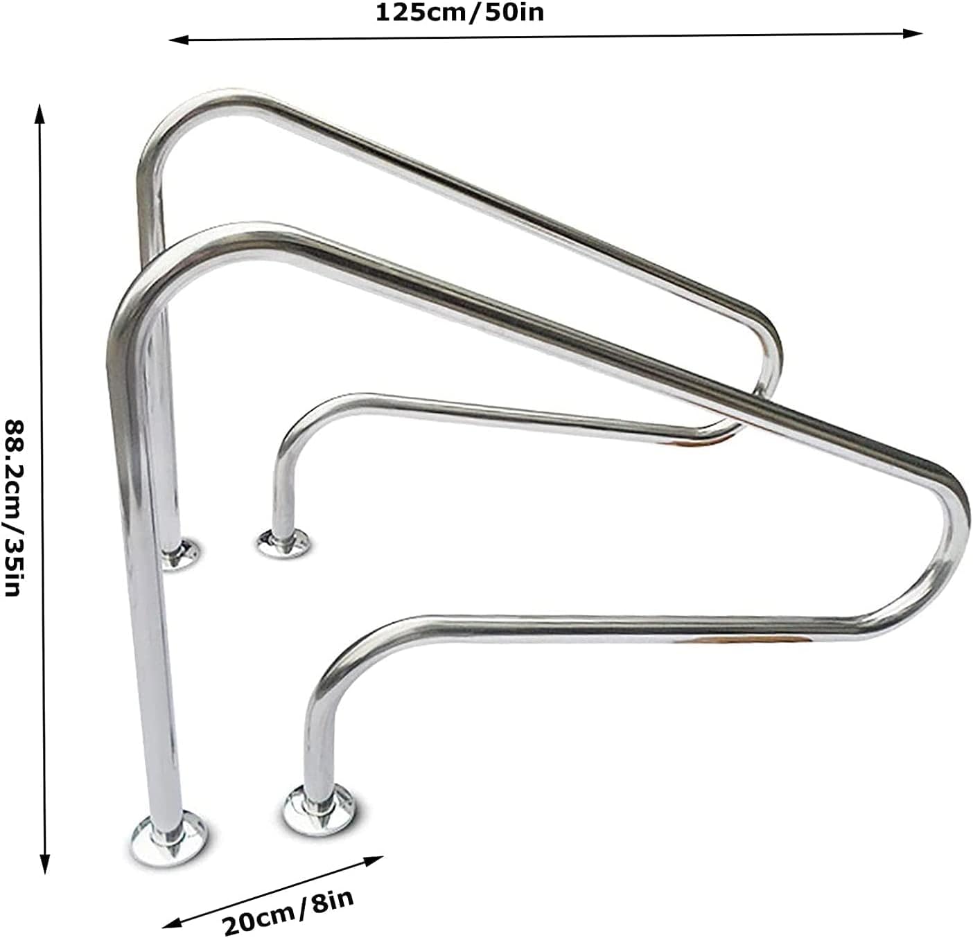 Pool Rail Swimming Safety Hand Handrails, 304 Stainless Steel Spa Handrail, Stair Humanized Blue Grip Cover Railings for Garden Backyard Pools