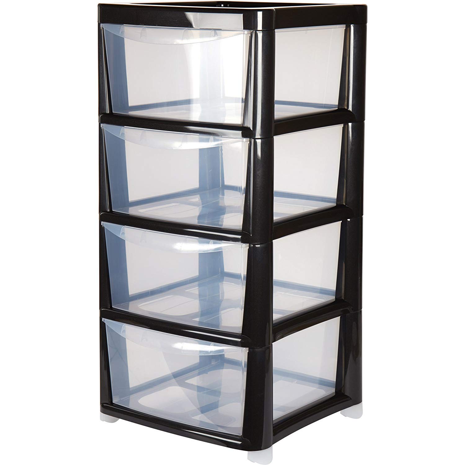 4 Drawer Large Plastic Storage Drawer Tower Black Perfect for