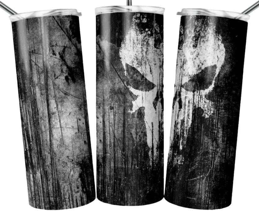 Personalized Skeleton Themed Tumbler Cup 20 oz Stainless Steel Skinny Tumbler with Lid and Straw Insulated Portable Mug