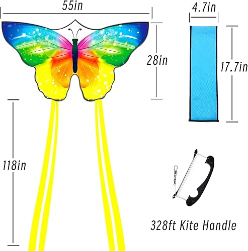 Miniatura 3 de Flying Hoofer Butterfly Kite for Kids & Adults Easy to Fly,Large Single Line Kite for Beach Trip & Park & Family Outdoor Activities,Comes with 300