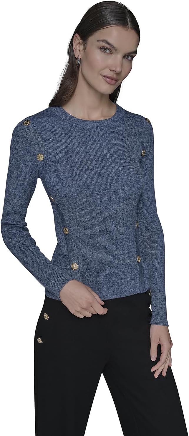 KARL LAGERFELD Women's Long Sleeve Crewneck Classic Essential Sweater