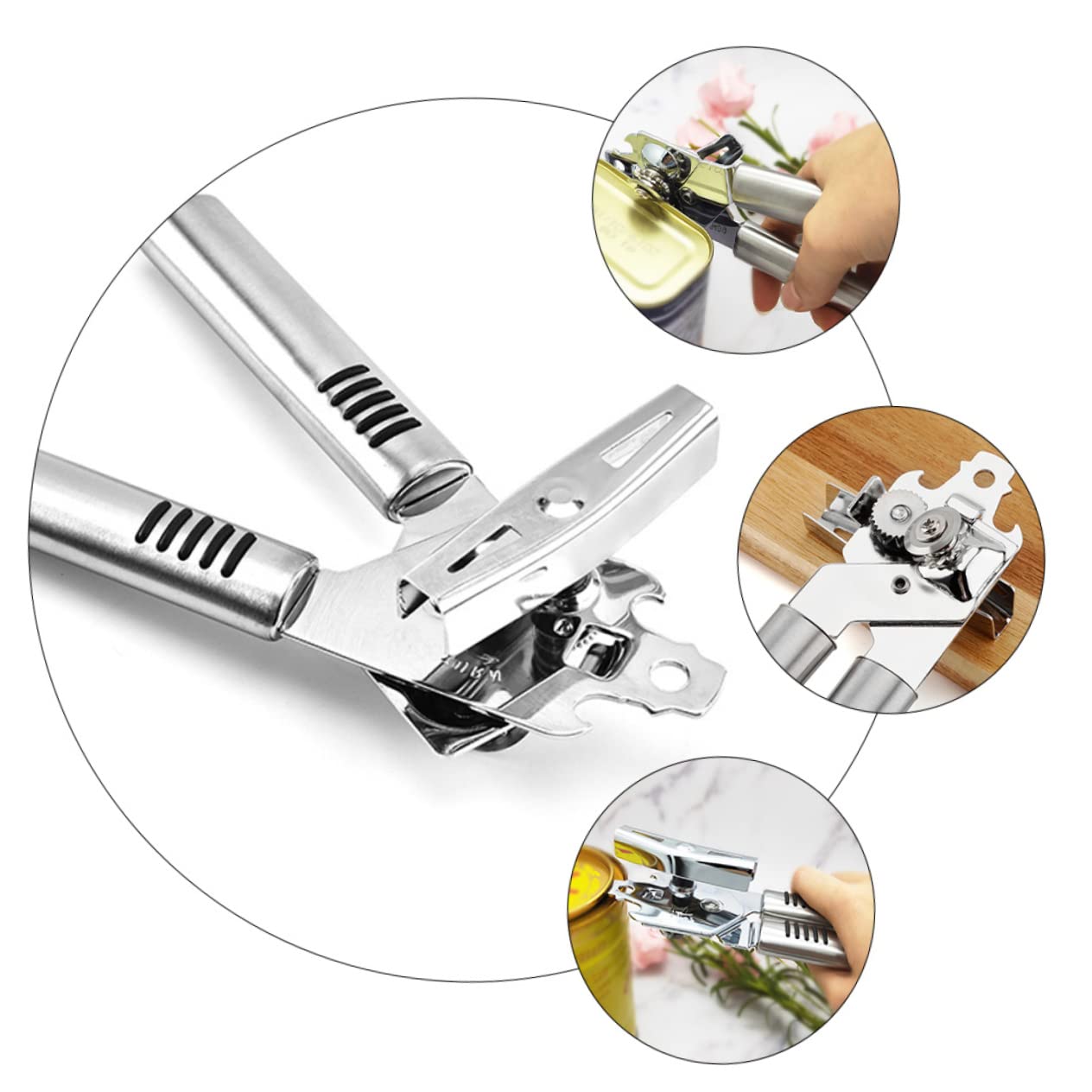 Unomor 1pc Multifunctional Stainless Steel Can Bottle Opener Non- Handle for Parties Events Compact Design for Effortless Lid Removal