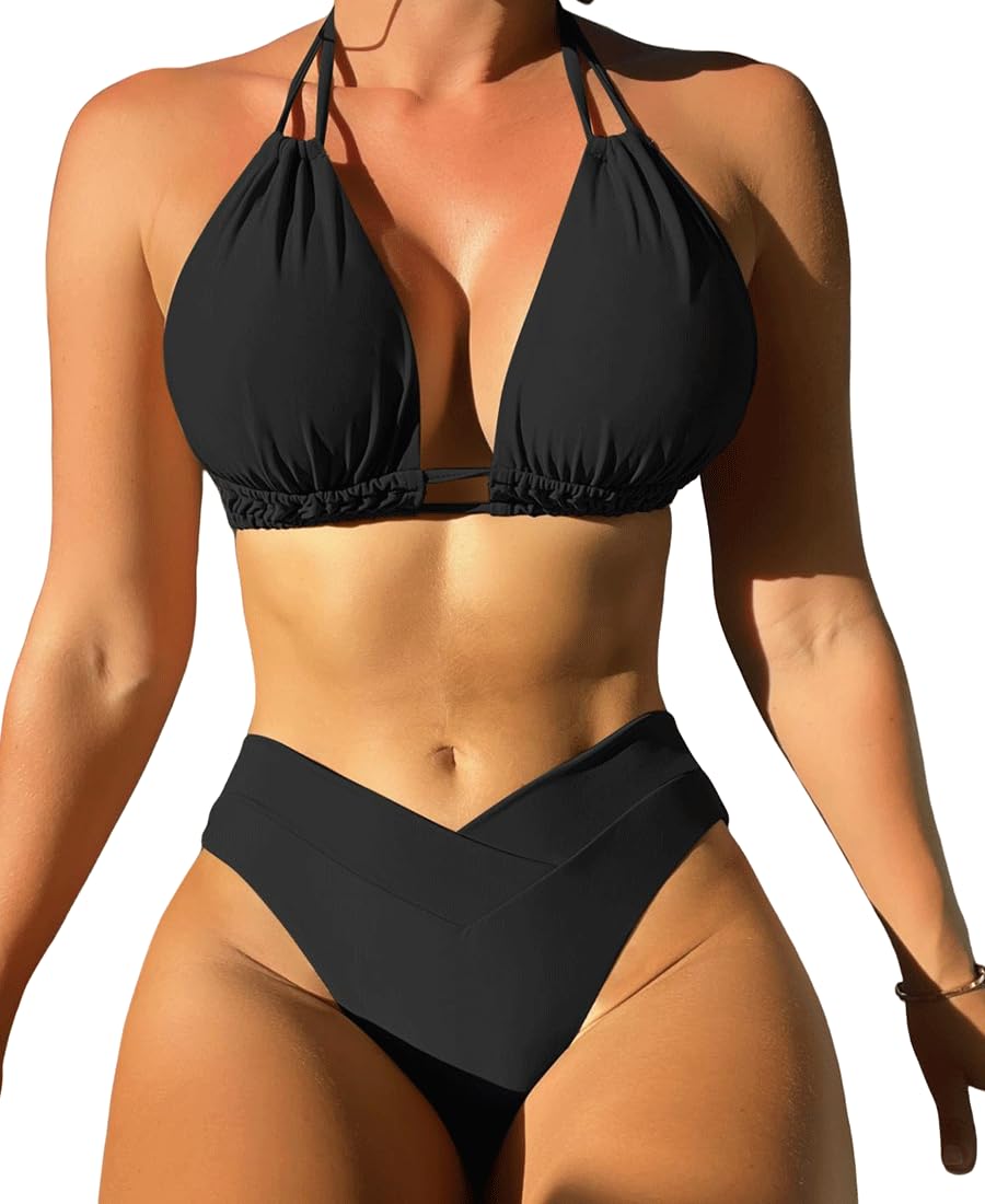 Costume Donna Due Pezzi Mare Bikini da Bagno con Top Triangolo Coppe Estraibili e Slip Vita Alta Sgambata Fantasie Vivaci Maioliche e Fiori di Sicilia Triangolo Imbottito
