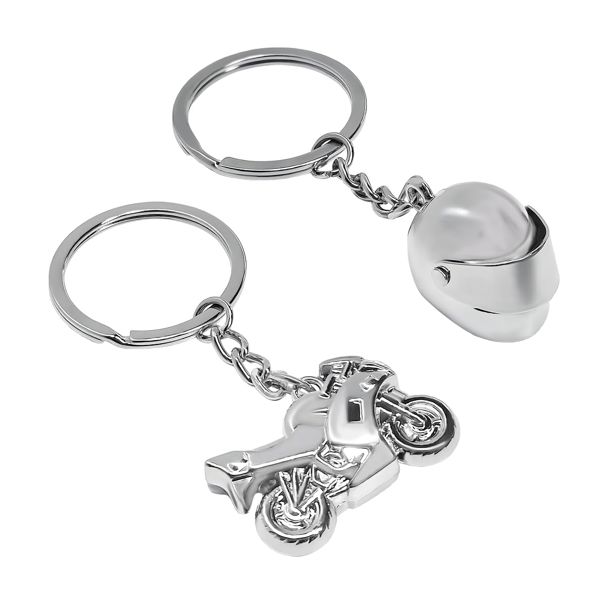 NYTKL 2 PCS Motorcycle Helmet Keychain, Creative Motorcycle Keychain Helmet Key Fob, 3D Metal Motorbike Keyring for Men (Silver) : Automotive