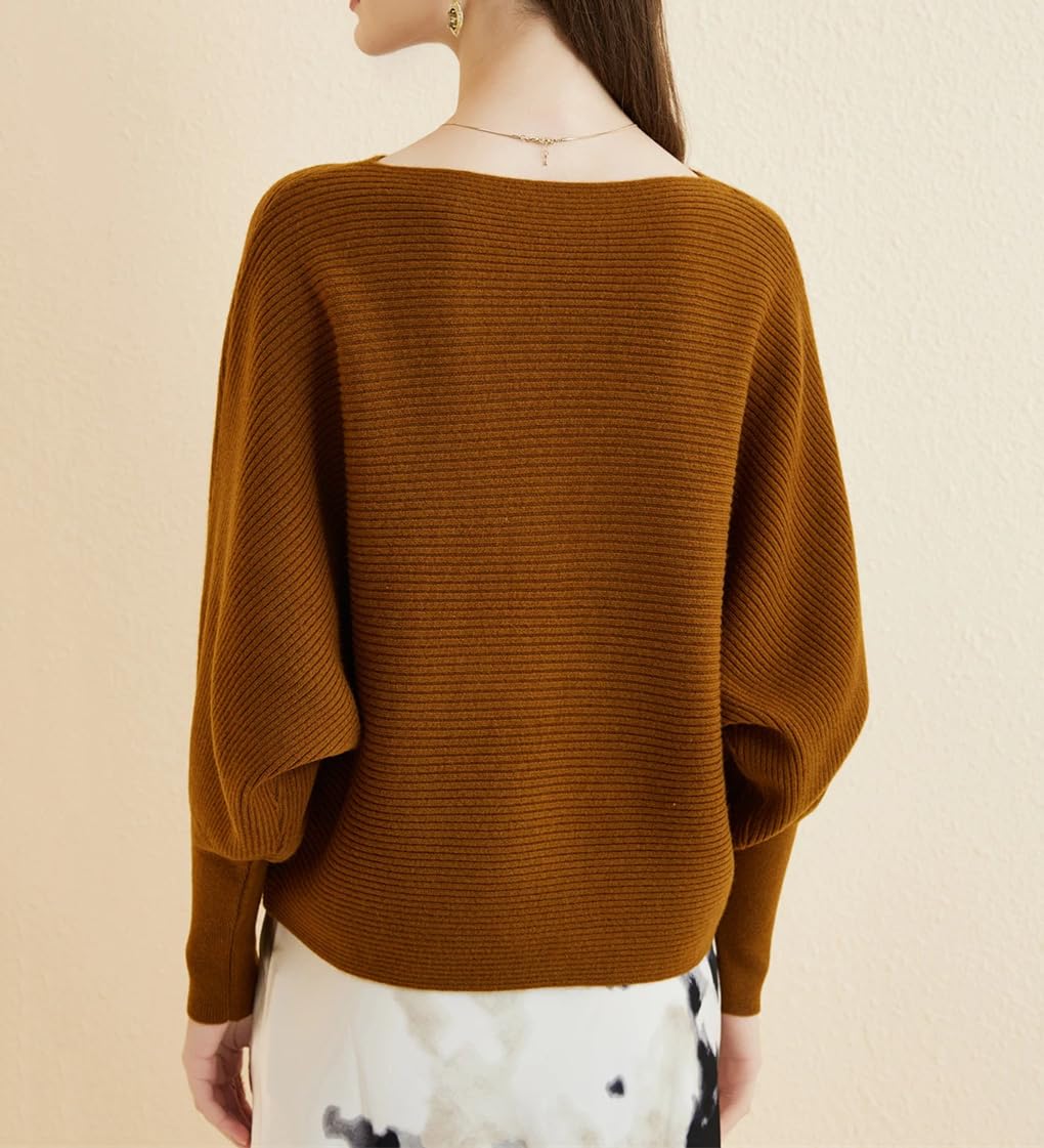 Maglione da donna in lana autunno e inverno caldo ala pipistrello manica lunga pullover lavorato a maglia