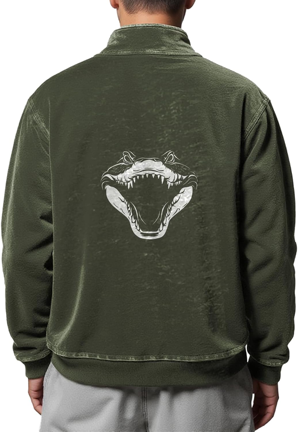 domirica Men's Quarter Zipper Sweatshirts Novelty Pattern Print Long Sleeve Hoodies Plus Size Fall Pullover Tops