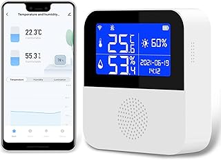 Fastsun Smart Thermometer Hygrometer, WiFi Temperature Humidity Monitor with 2.9 inch LCD Display, Indoor Humidity Meter with Tuya App Control, Notification Alerts, Remote Monitor for Home 1Pcs