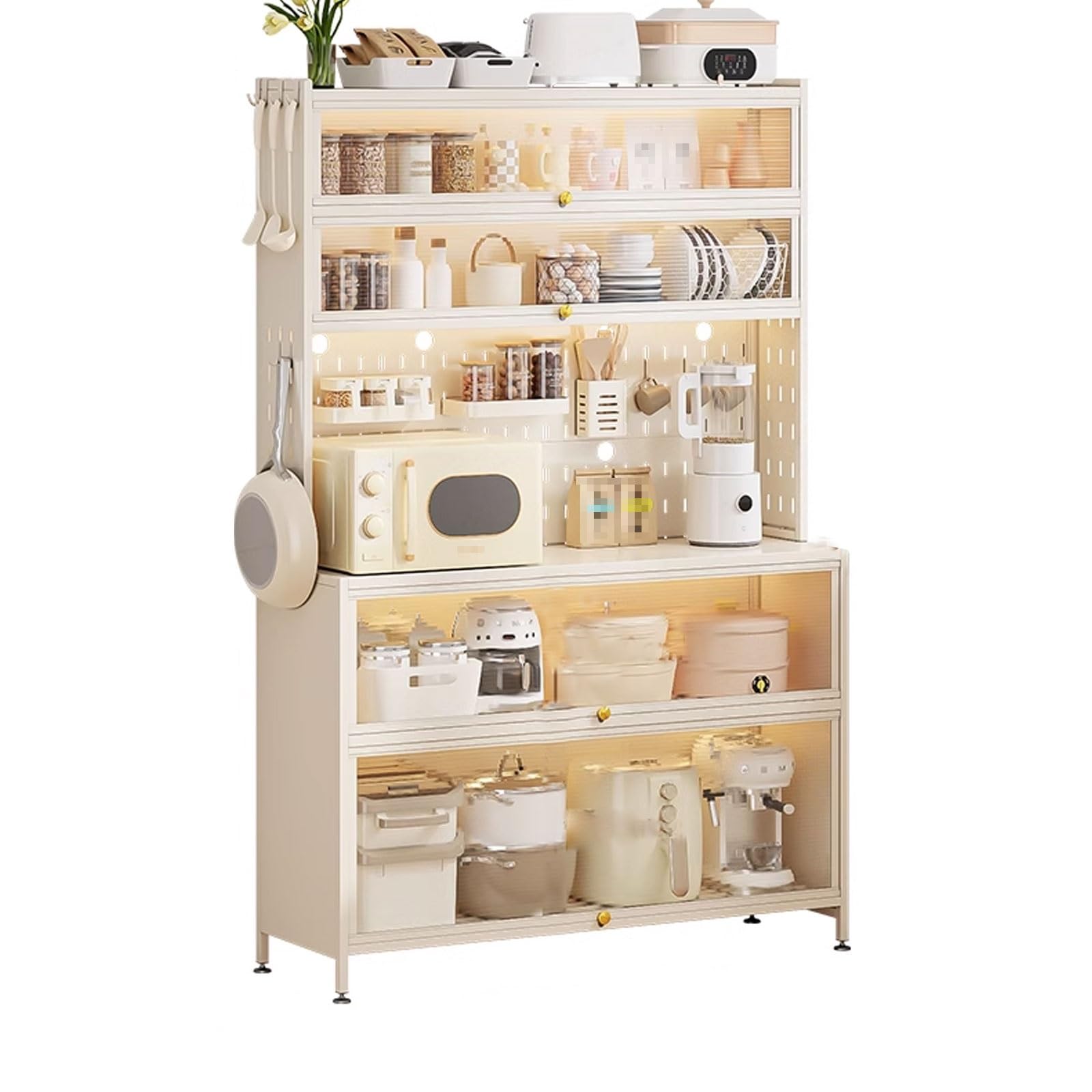 OWOHYG Microwave Stand With Storage Cabinet White Made Of Carbon Steel 6-Tier Microwave Stand With Storage Freestanding Kitchen Stand Storage Shelf.White-102 * 38 * 185cm