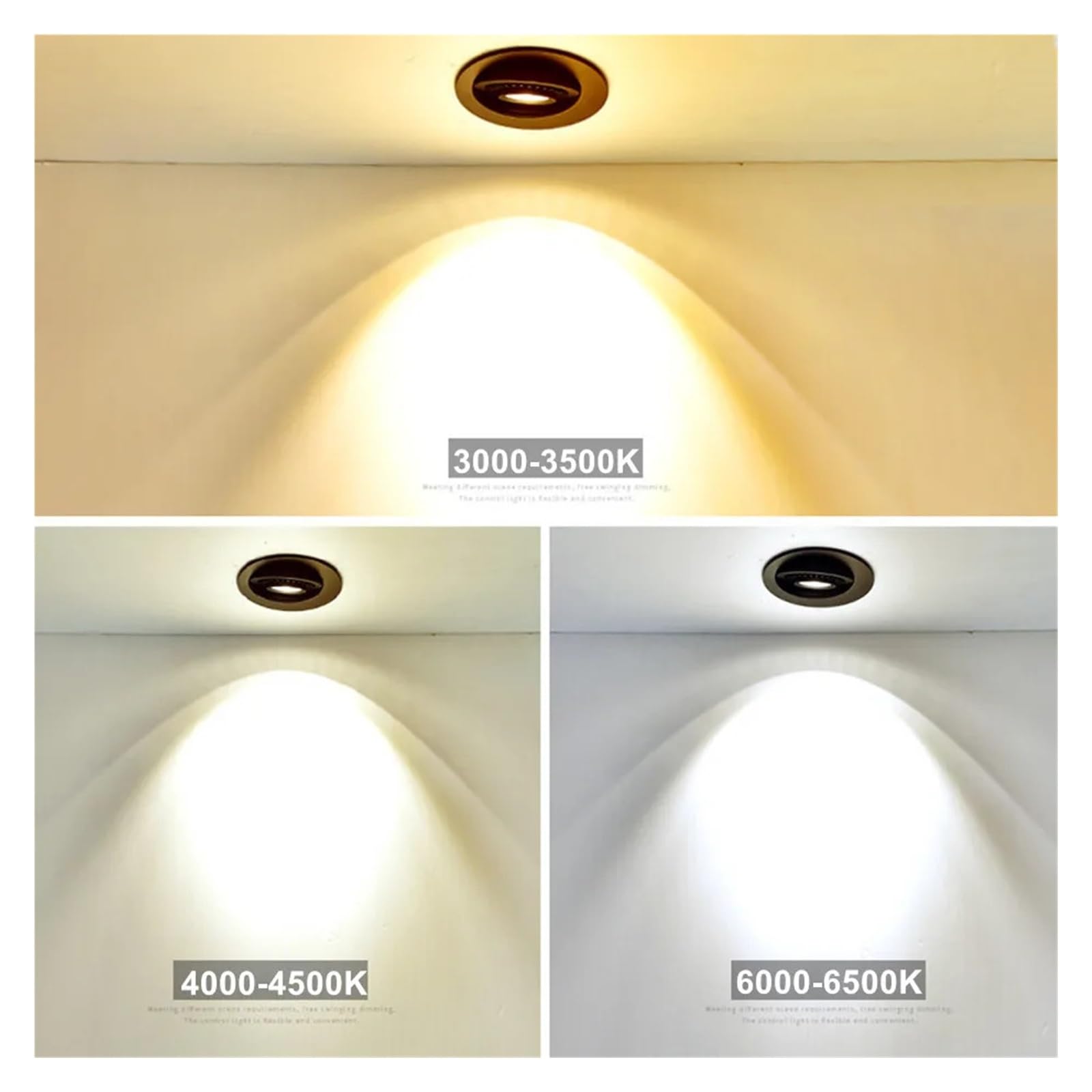 Focos empotrables de techo, lámpara Led regulable, luz de techo Cob, 5w, 7w, 10w, 12w, 85-265v, for cocina, dormitorio y hogar(Black,Cold White)