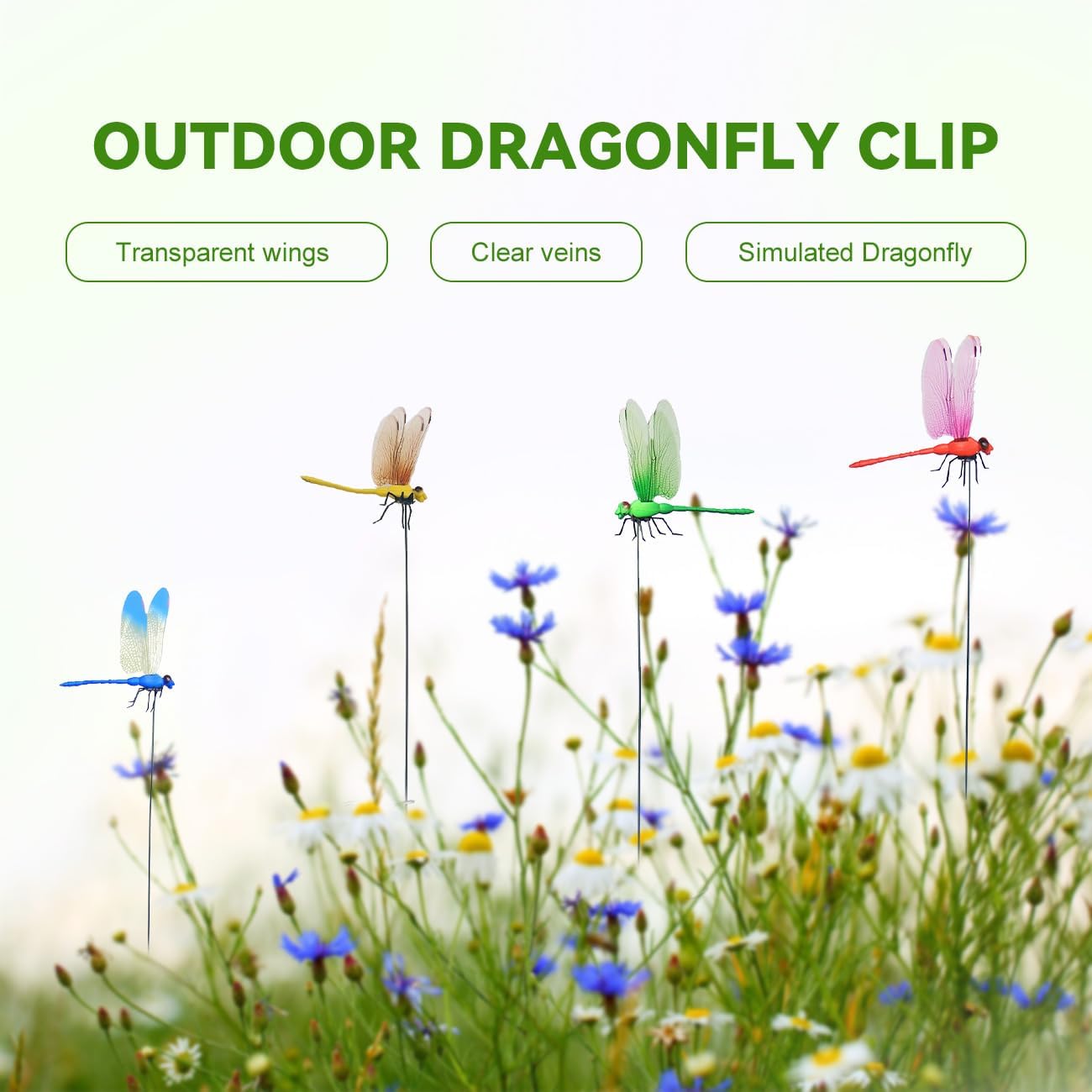 Dragon Fly Clips for Bugs Repellent Outdoor Fake Dragonfly Decoy Keep Bugs Away Repe Llent 3D Plastic Realistic Clip on Garden Stakes Gardening Decor Insert Plaque Yard Ornaments (48PCS)