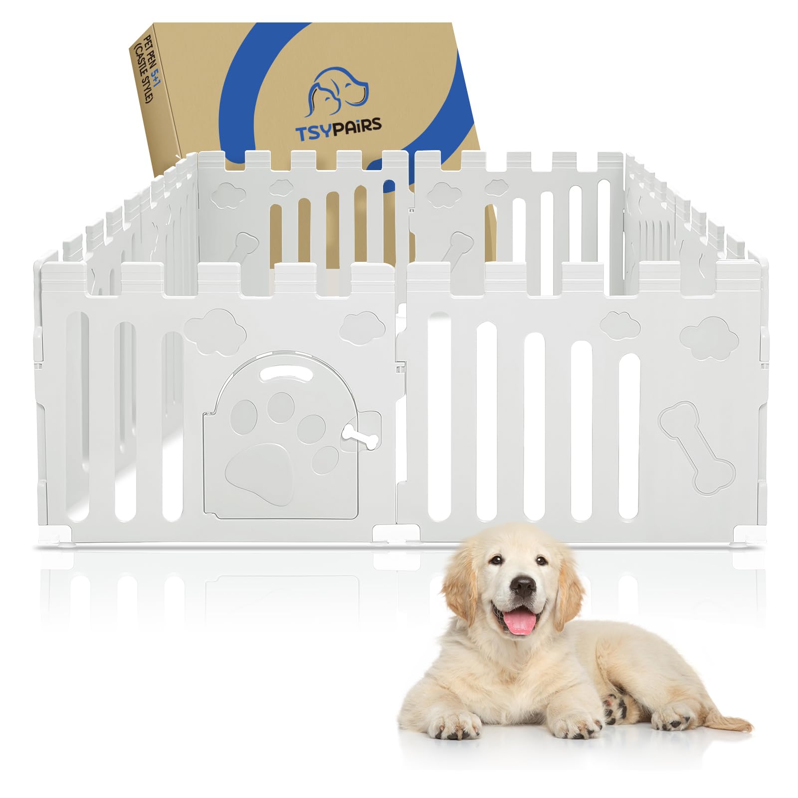 Corralito para perros con puerta, 8 paneles, corral interior para cachorros, extra grande, plástico fuerte, valla de seguridad para mascotas pequeñas, corral antideslizante y seguro para mascotas