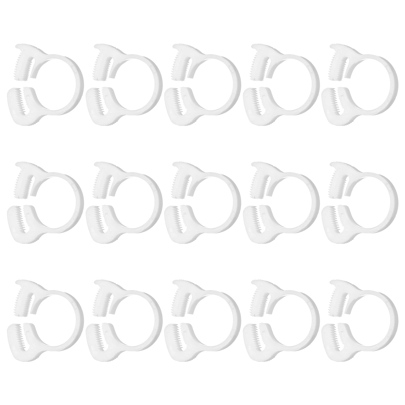 sourcing map 15pcs Double Snap Grip 20.1-23mm Heavy Duty Plastic Hose Clamps Ratcheting Adjustable Clamps Kit for Plumbing Automotive Fuel Line, White — image 1