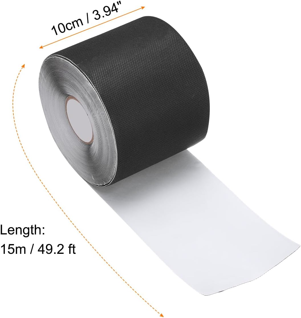 HARFINGTON Artificial Grass Tape 3.94" x 49.2 ft Single-Sided Carpet Artificial Turf Rolls Seam Tape Extra Strong Self-Adhesive Turf Tape for Lawn Garden Carpet Connecting Outdoor, Black