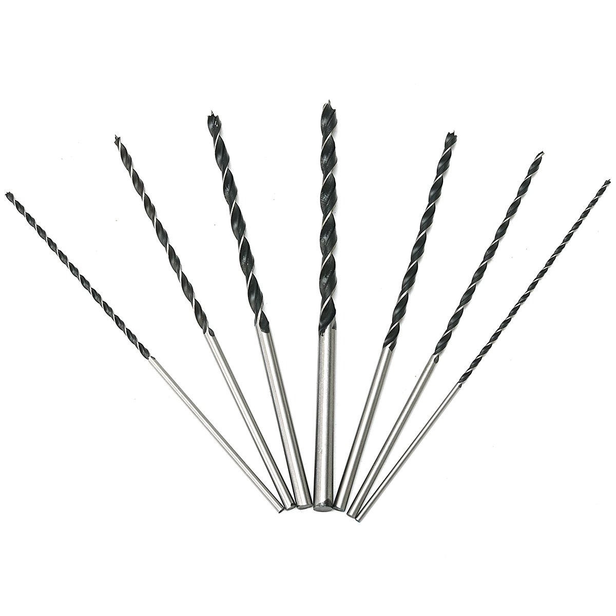 7Pcs 300Mm Juego de brocas helicoidales de tres puntos alargadas Brocas para trabajar la madera