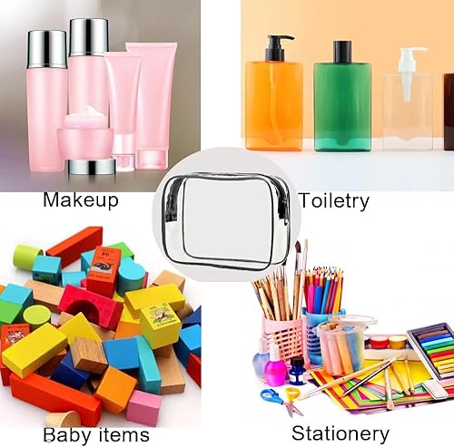 Miniatura 4 de NaYiissi Bolsa de maquillaje transparente para cosméticos con gran apertura, plástico PVC con cremallera, bolsa de accesorios de viaje para mujeres