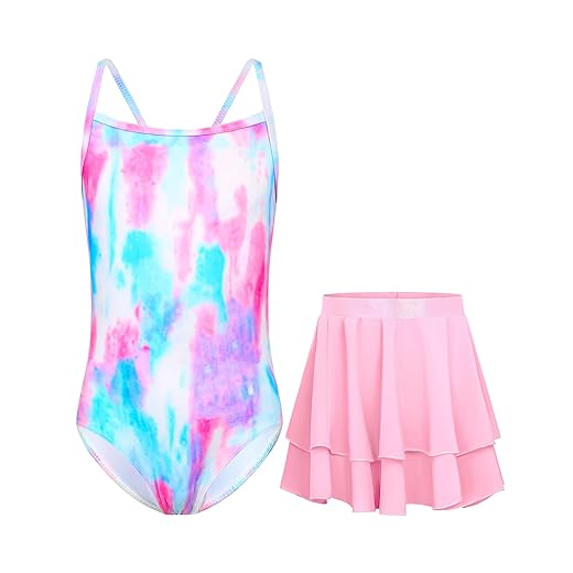 Maiô para meninas, peça única, roupa de banho sem mangas, saias combinando, para crianças, natação, surfe