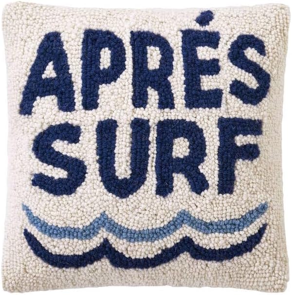 Peking Handicraft Apres Surf Poly Filler Hook Pillow, 12-Inch, Blue
