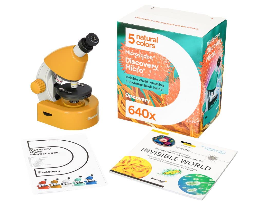 DISCOVERY Micro Solar Educational Microscope for Kids and Beginners with Colorful Book in English in the Kit, Orange