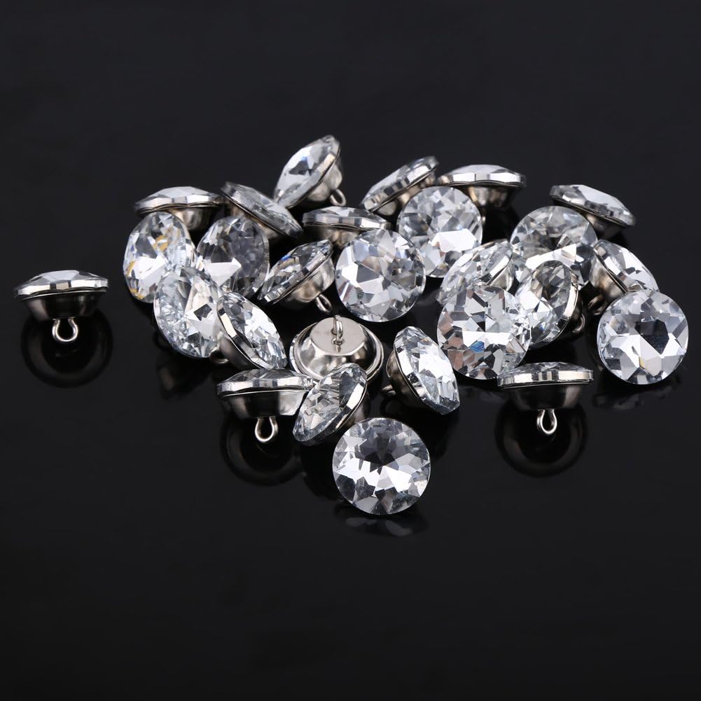 Buttons, Sewing Buttons with Crystal and Zinc Alloy, Crystal Buttons for Clothes Crafts Headboard Sofa 50pcs(25mm)