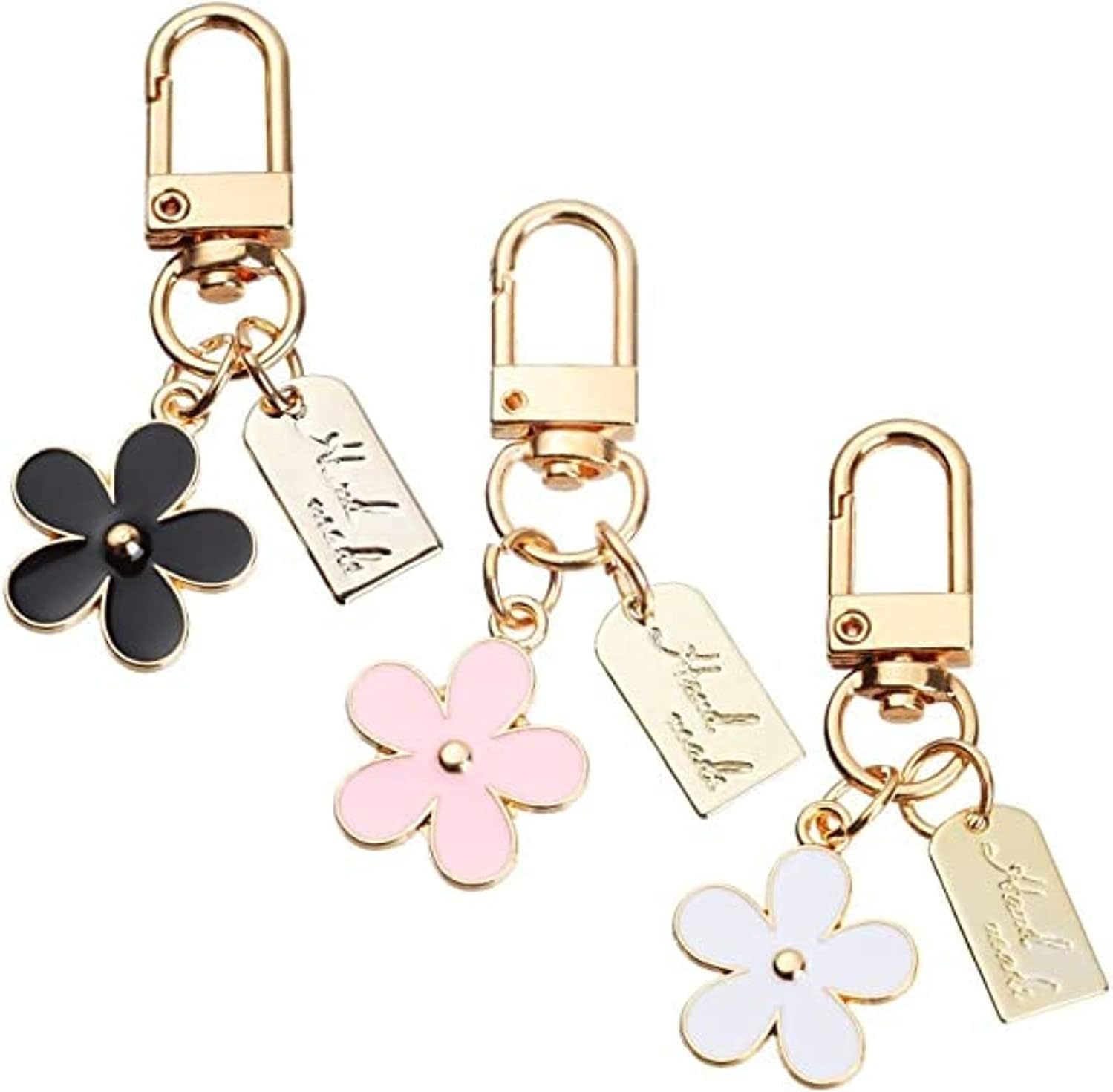 RubyhiaFlower Keychain, Decorative Rhinestone Keychain, Sparkling Charm Keyring Keychain, Cute Accessories, Bag Pendants Jewelry for Purse, Backpack, Handbag, Earphone Case Decoration, 3 Set