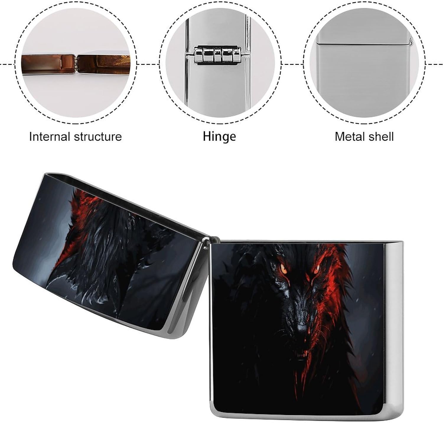 Big Black Wolf with Red Eyes Lighter Case Cover Lighter Shell