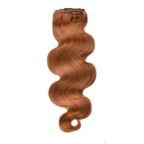 Miniatura 4 de viviaBella Extensiones de cabello humano virgen ondulado con clip, color rojo cobre, 12 pulgadas, extensiones de cabello humano brasileño con clip,